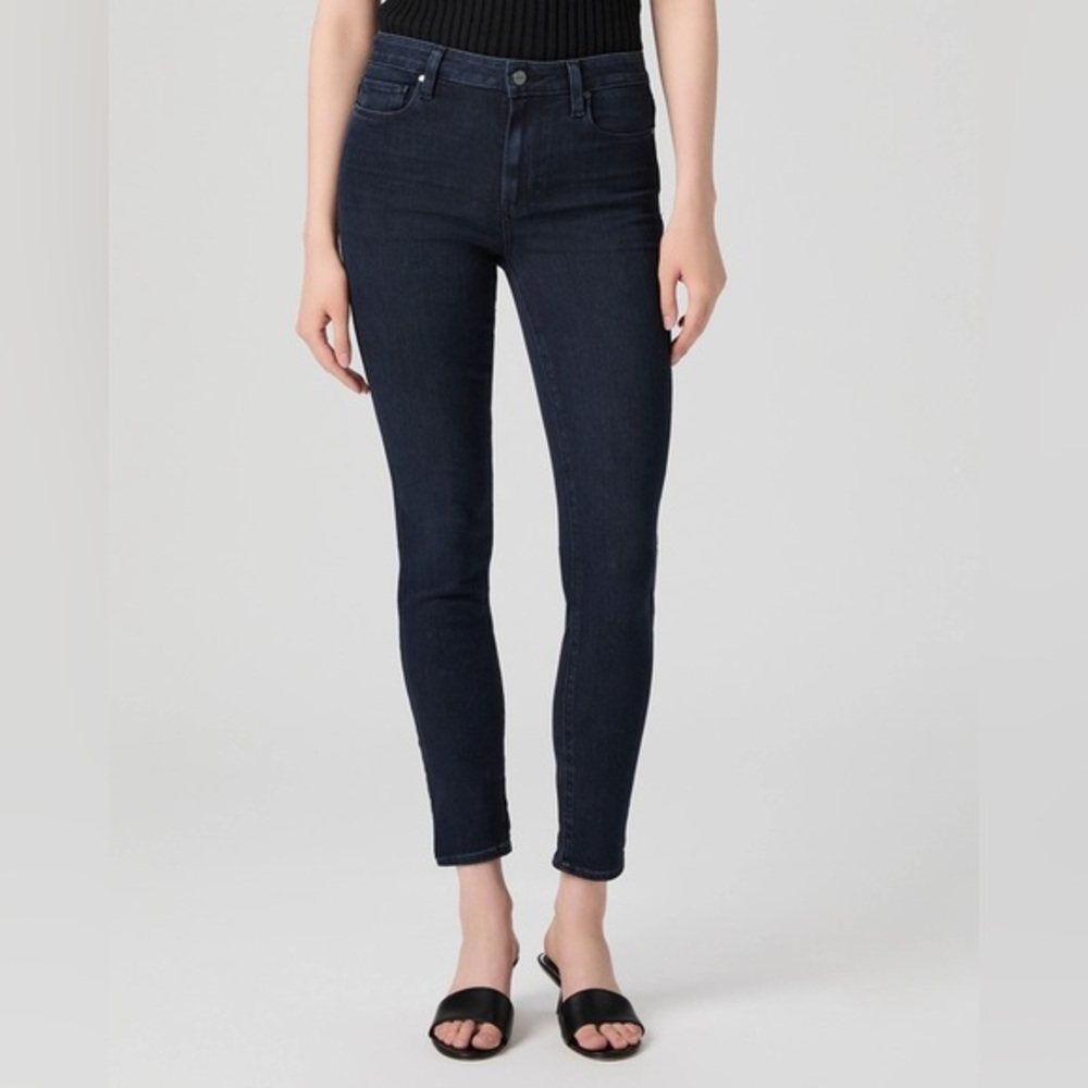 PAIGE Hoxton Ankle Skinny Jeans Womenโs 27 Dark Wash High Waist Casualโ Denim